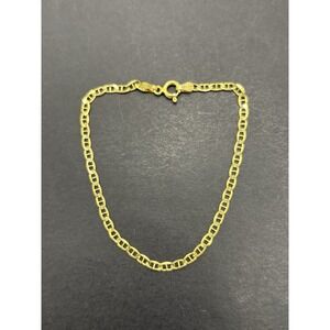 7.75" Gold Sterling Silver Mariner Link Bracelet H21